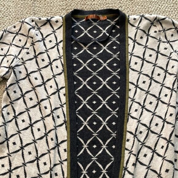 Belldini open front Cardigan Diamond Pattern High Low Cream Gray Women’s size S - Picture 5 of 8